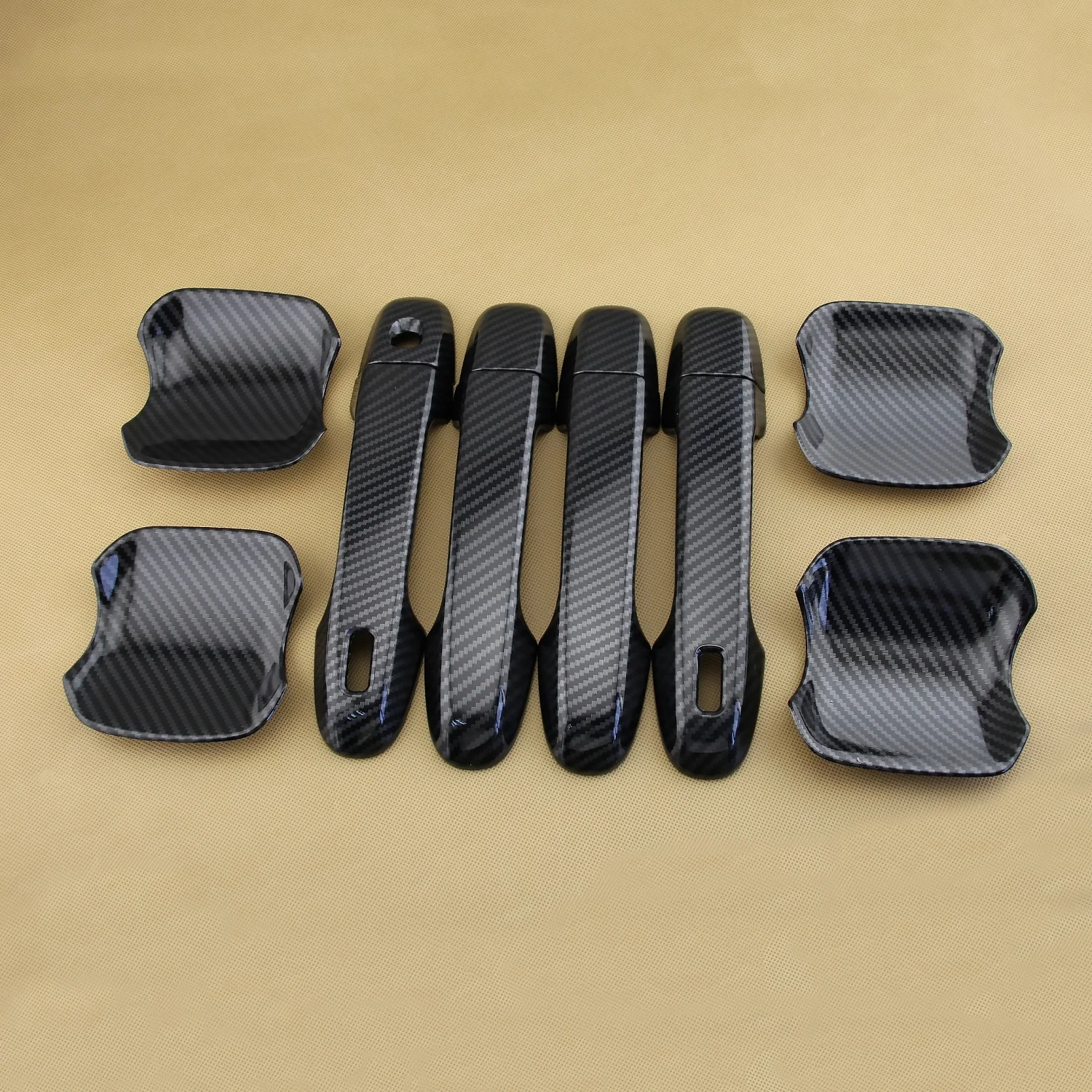 Door Handle Cover + Surrounds Protector For Subaru Forester 2019-2024 Carbon Fiber