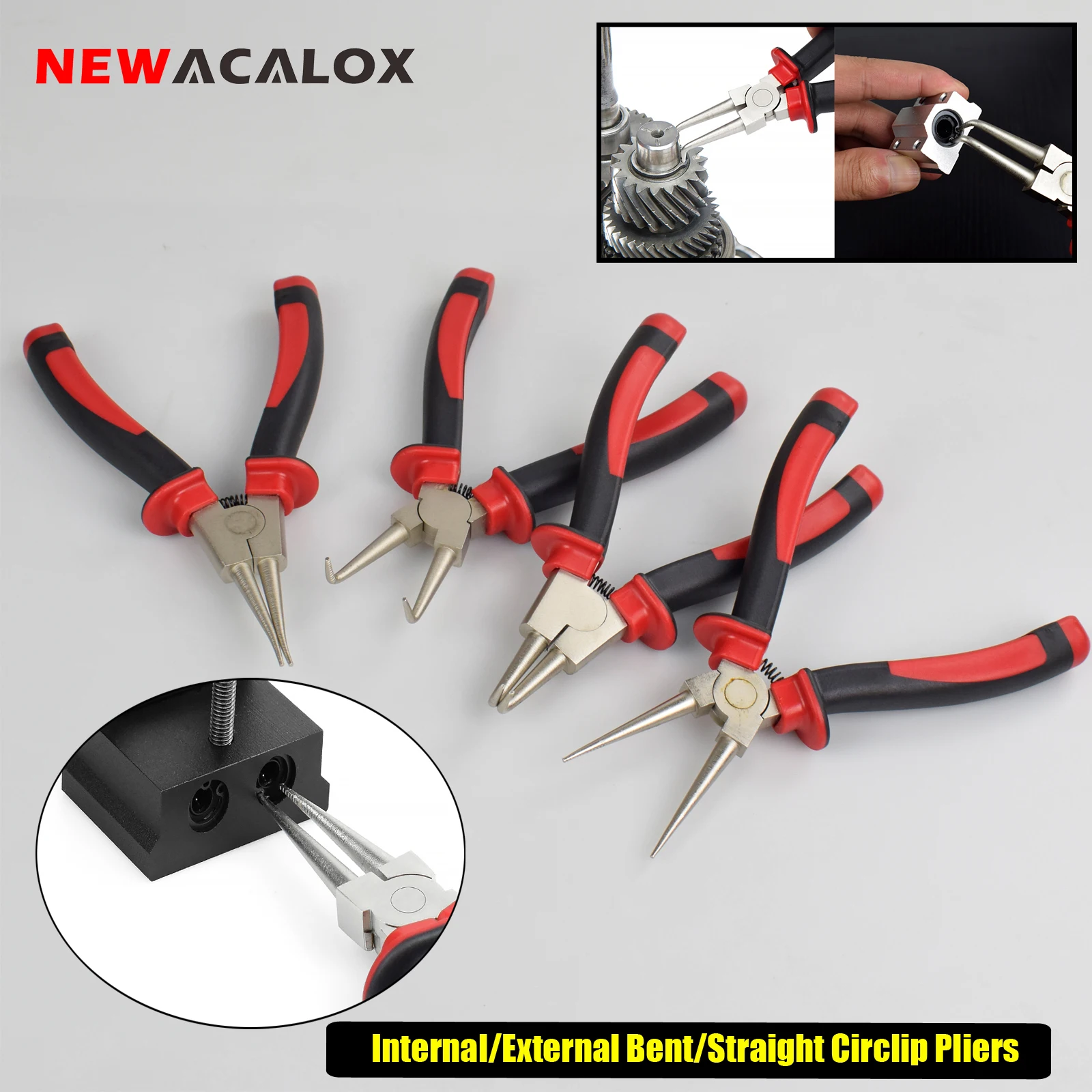 

4Pcs Circlip Pliers Set Internal External Bent Straight Tip Circlip Pliers Snap Ring Pliers Mechanical Tools Hand Repair Tool