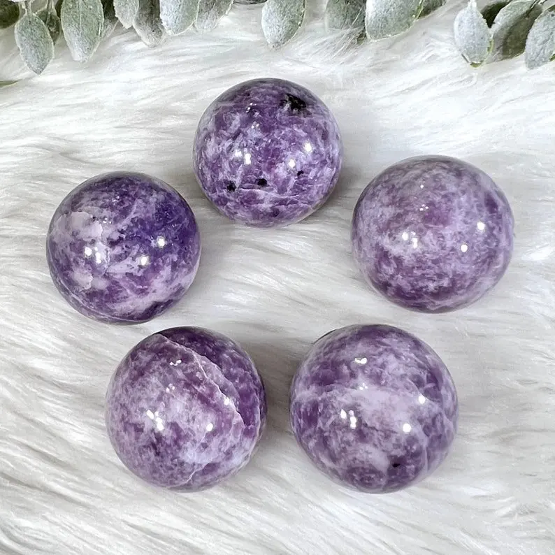 1pc natural Lepidolite Sphere, Healing Crystal Magic Wand, Crystal Creative Gift, For Home Room Decor, Christmas Birthday Gift