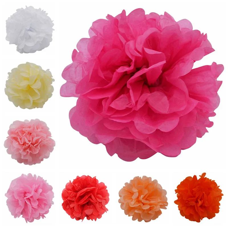 5Pcs 10/15/20/25/30cm Tissue Paper Pompoms Flower Balls Multi-Color DIY Wedding Festival Baby Shower Birthday Party Home Decor