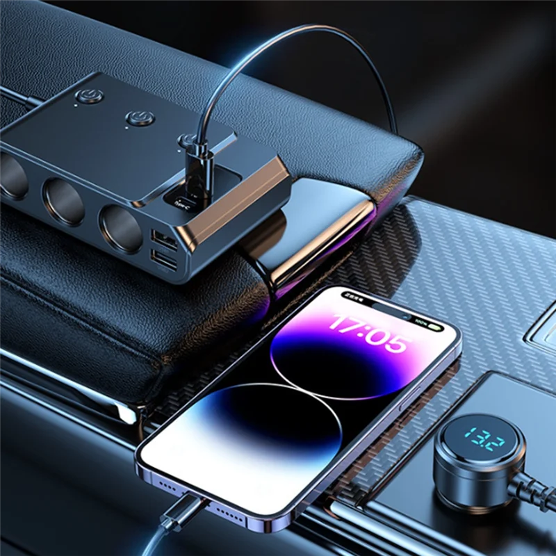 

B34B-Versatile Car Charging Solution: 1In7 Cigarette Lighter With USB 3.0 And PD, 12-24V For High Power Performance