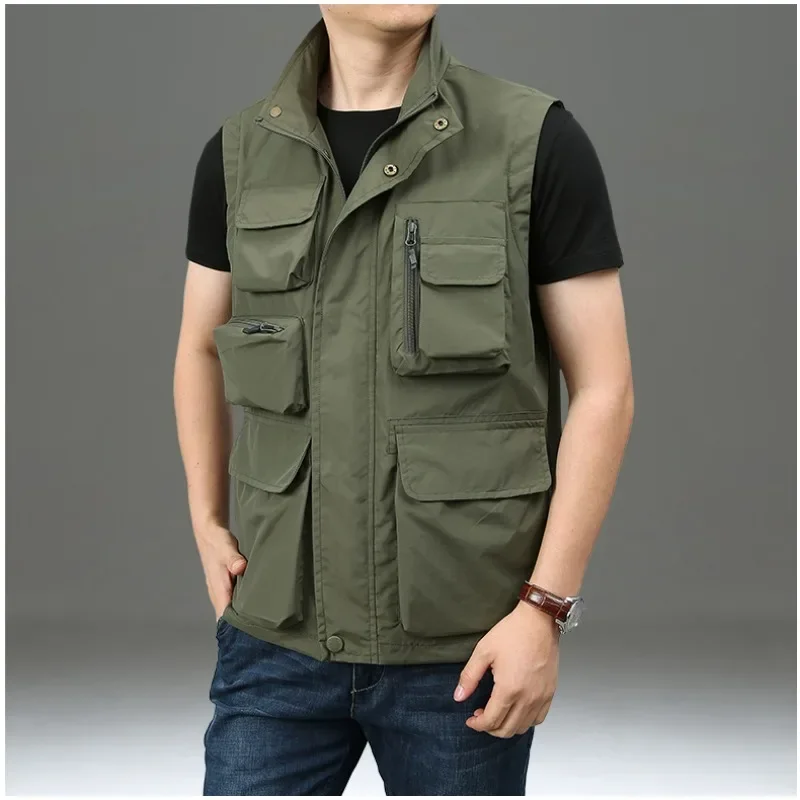 

Summer MAN VEST Gilet Men Embroidered Multi-pocket Waterproof Hunting Men's Sleeveless Work Vest Clothing Custom Made Jacket