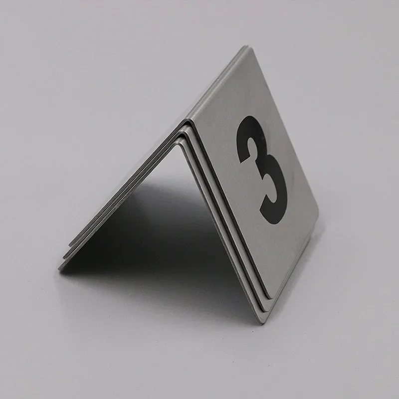 5Pcs Double Sides Stainless Steel Table Numbers 1-25 Signs Plates Restaurant Cafe Bar Place Table Marker Desk Digit Card Holder