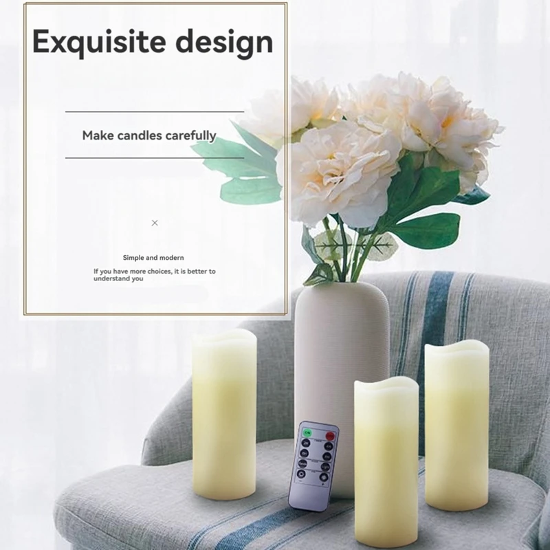 Новые светодиодные свечи, беспламенные свечи с дистанционным управлением от батареи, свечи для декора свадебного церковного камина
