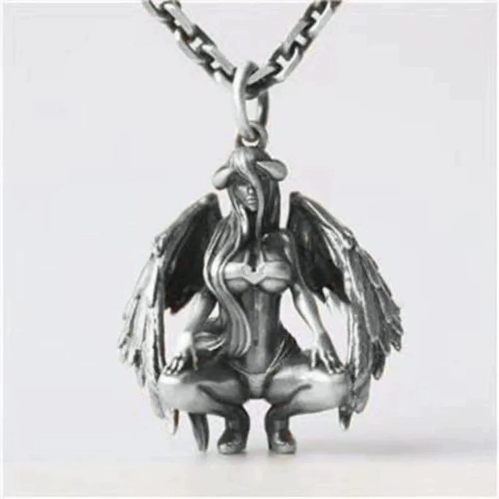 New Retro Devil Angel Pendant Necklace, Party Gift, Personalized Fashion Trend, Suitable for Men and Women