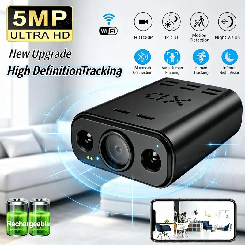 WIFI Security Camera Wide Angle 1080P HD IR Night Vision Built In Battery Human Tracking Portable Video Surveillance for Home