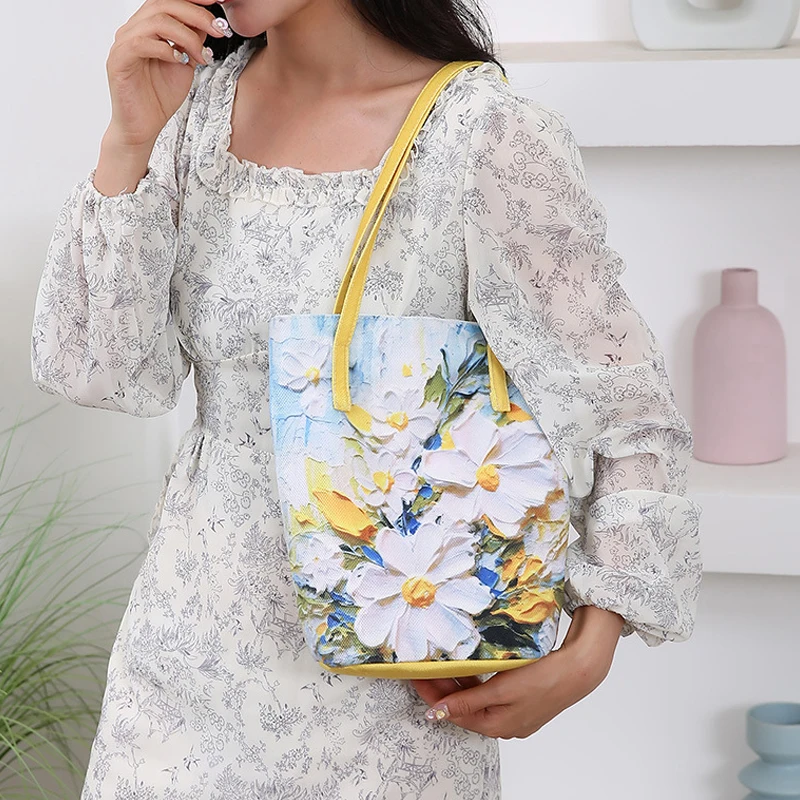 New Large Capacity Bucket Bag Printed Handbag Casual Fashion Shoulder Bag