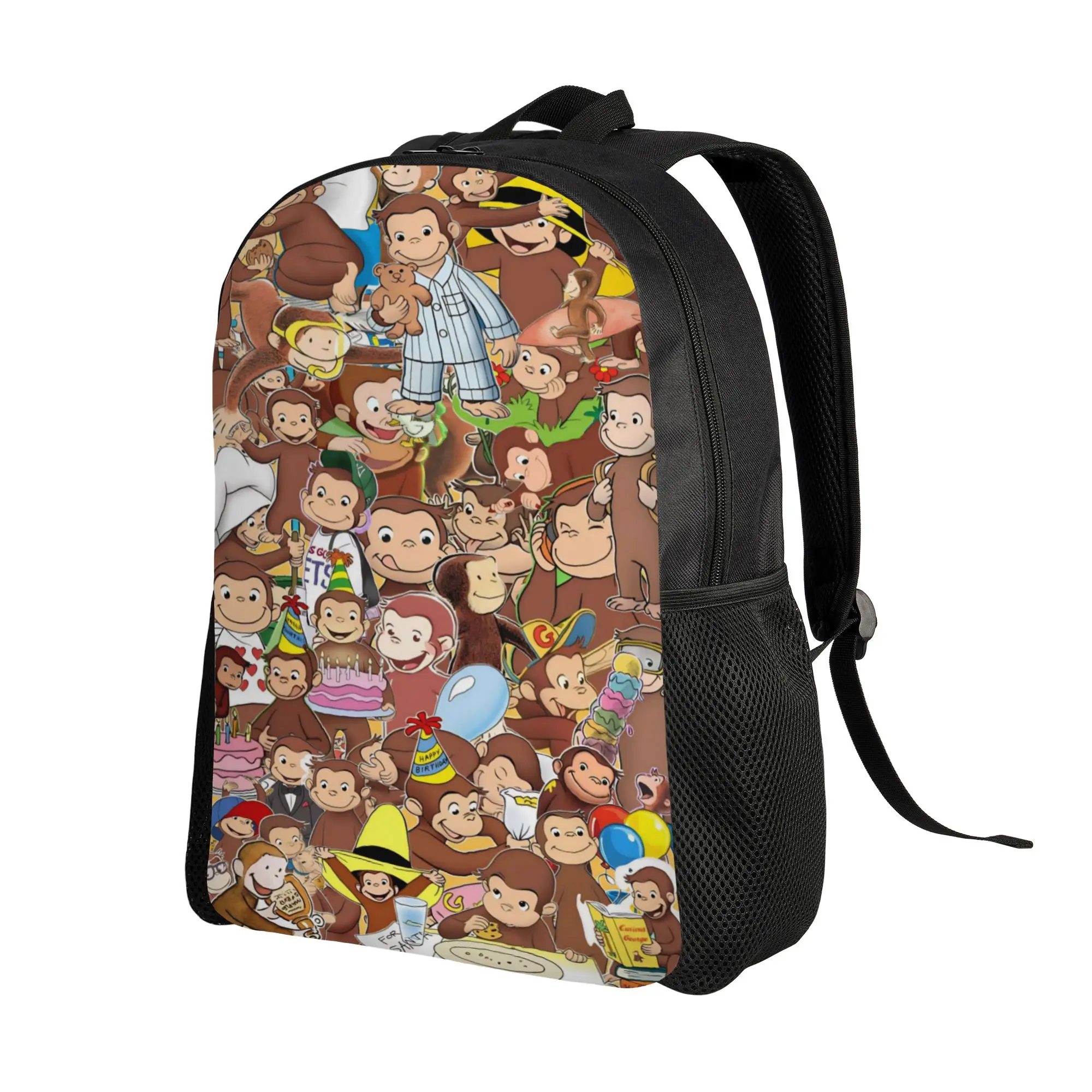 Halloween Curious George Themed(1) Backpack  Casual Backpacks Boy Travel Durable School Bags Custom Rucksack