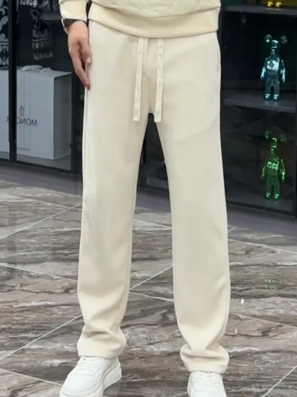 

Мужские утепленные вязаные брюки из смесовой шерсти с ацетатом, модные прямые брюки для повседневной носки, осень-зима, новинка