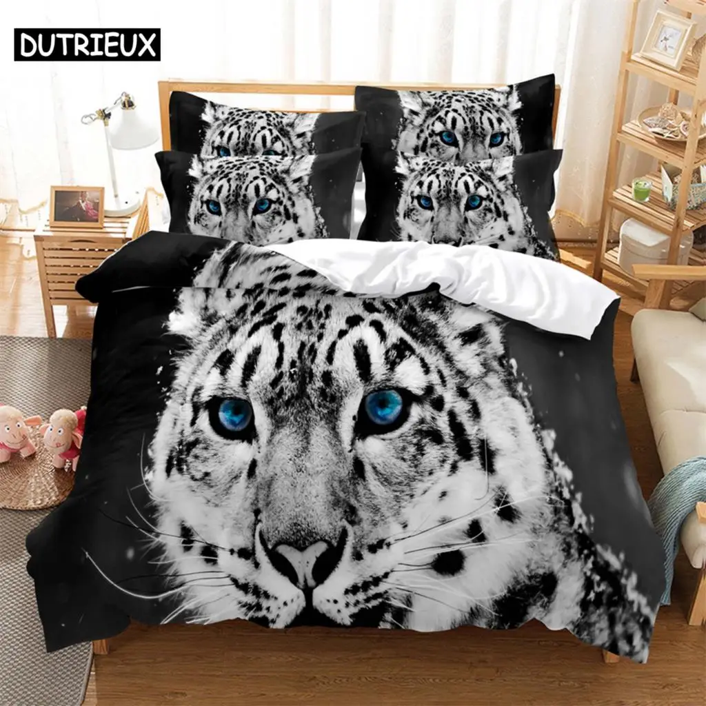 Tiger Bedding 3-piece Digital Printing Cartoon Plain Weave Craft For North America And Europe  Bedding Set Queen