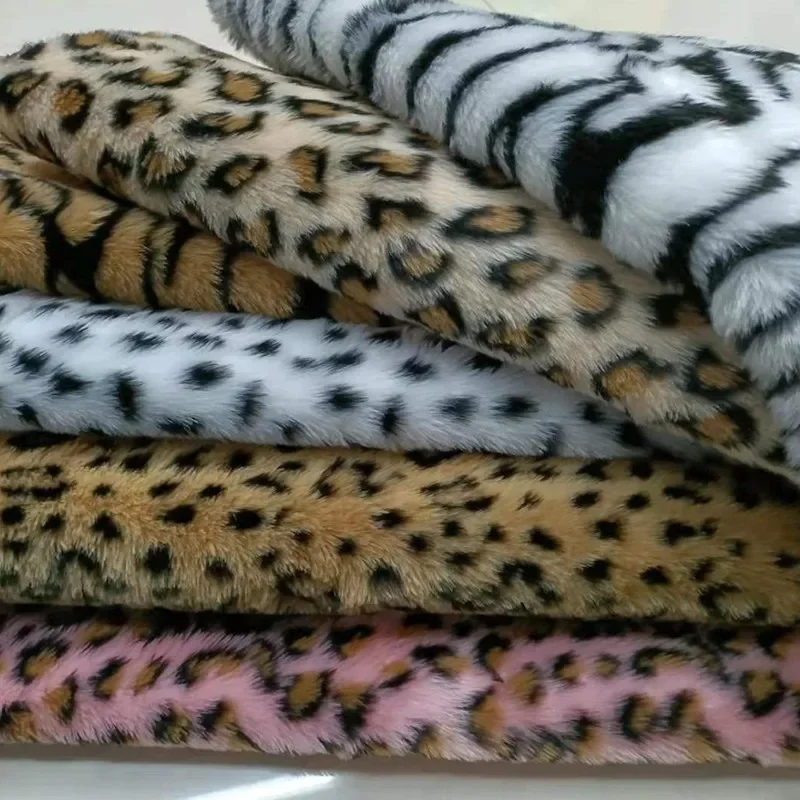 High End Leopard Print Tiger Print Zebra Print Short Plush Thickening Fur Fabric Performance Costumes Faux Fur Clothing Fabric