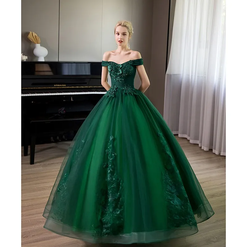 Quinceanera Verde Vestidos Novo Fora Do Ombro Lace Apliques Vestido De Baile Doce Cor Prom Vestidos Plus Size Suknia Balowa