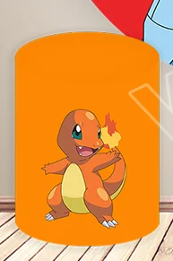 Pokemon Round Backdrop Kid Birthday Baby Shower Backdrop Charmander Squirtle Pikachu Cylinder Cover Party Decor Photocall Prop