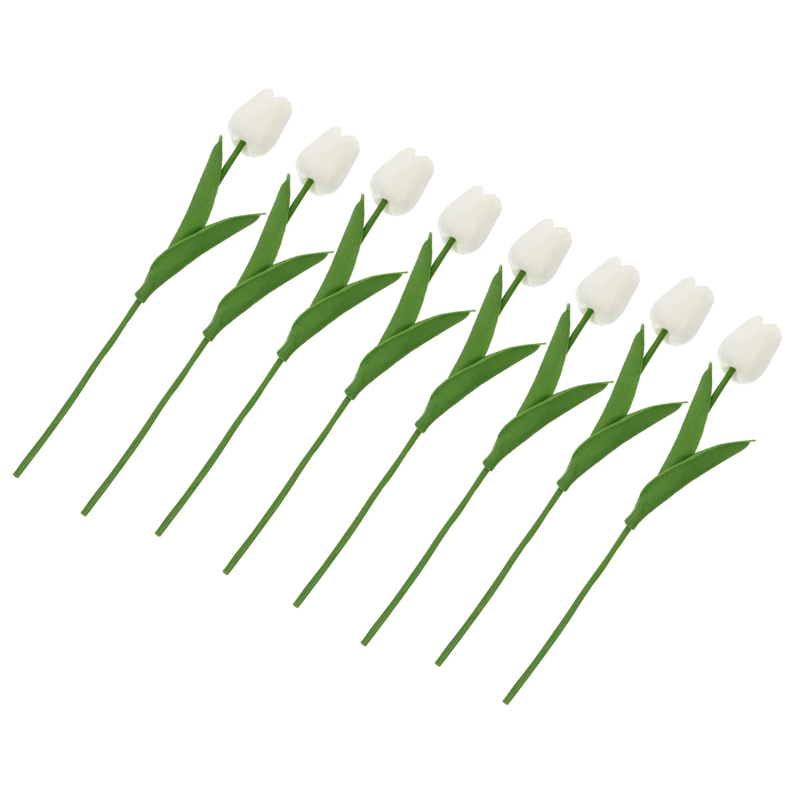 

8pcs Artificial Tulip Bouquet Fake Flower Arrangement White PU Decor Home Ornament Stylish Living Bedroom Study Wedding Craft