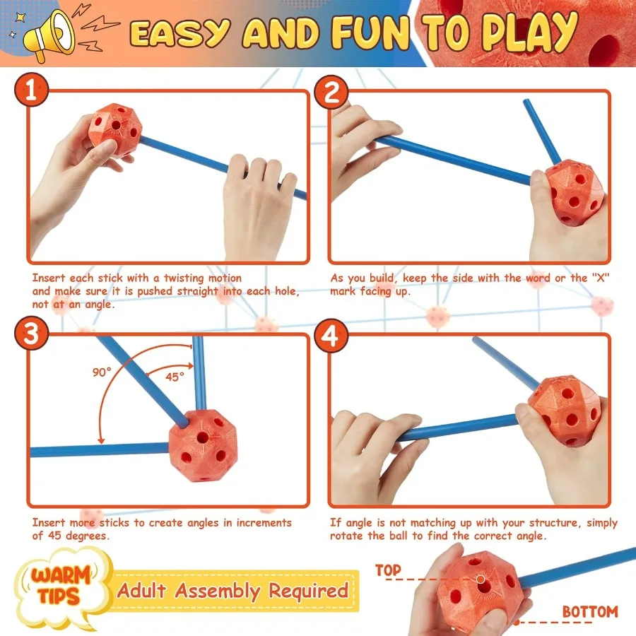 Fort-bouwpakket 120-delig Creatief Fort STEM-speelgoed DIY-bouw Speeltent Tunnels Binnen en buiten Speelhuis Educatief leren