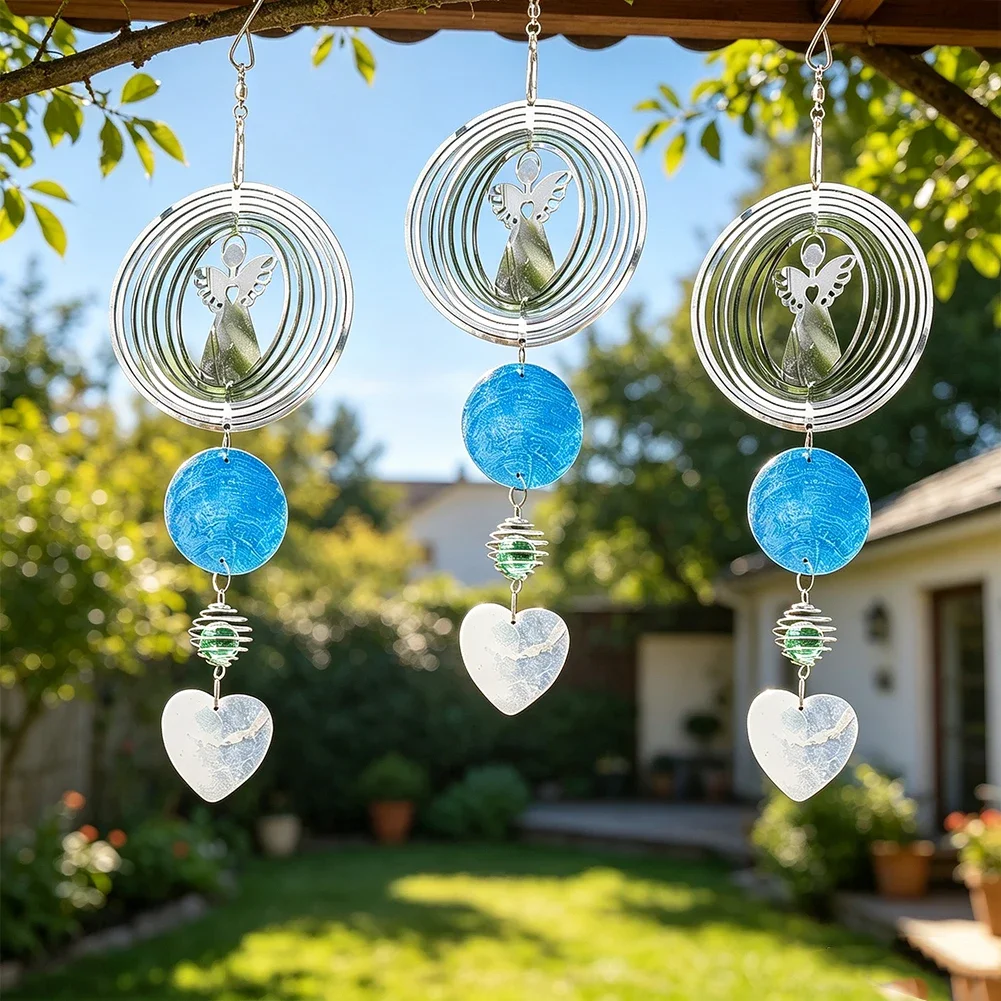 Guardian Angel Wind Spinner Lucky Capiz Shell Spiral Cage Glass Ball Pendant Hanging Wind Chimes Suncatcher Wedding Window Decor