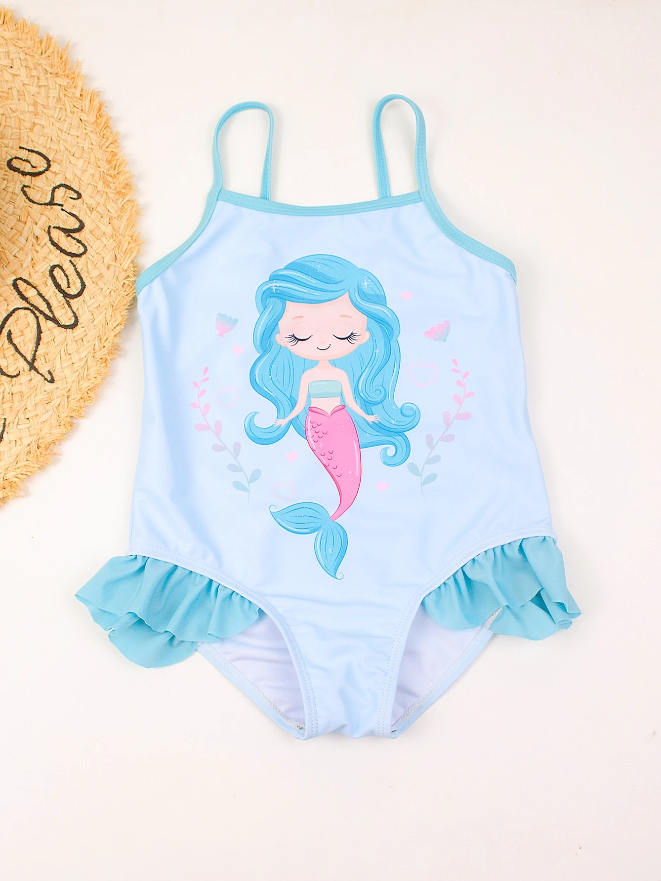 Summer 4-8 Years Outdoor Kids Girls Swimsuit One Piece Swimsuit Unicorn Mermaid Print Children Swimwear Beachwear Bathing Suit