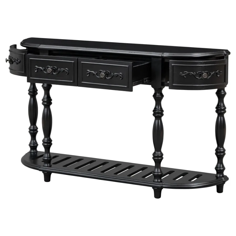 U_STYLE 52''Modern and Contemporary Curved Console Table Sofa Table Entryway Table for Hallway Living Room with 4 Drawer image 5