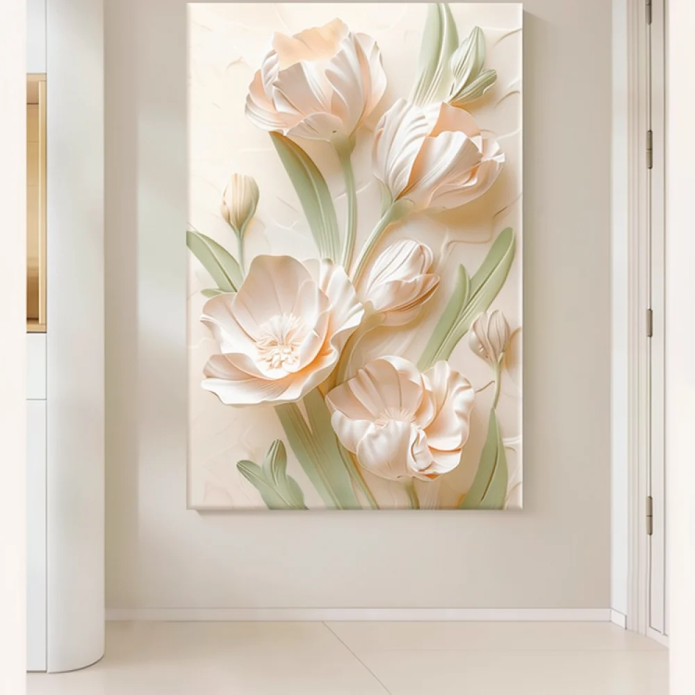 Modern Creamy Texture Wall Painting Flower Butterfly Design Decorative Canvas Art For Living Room Office Wall Hanging