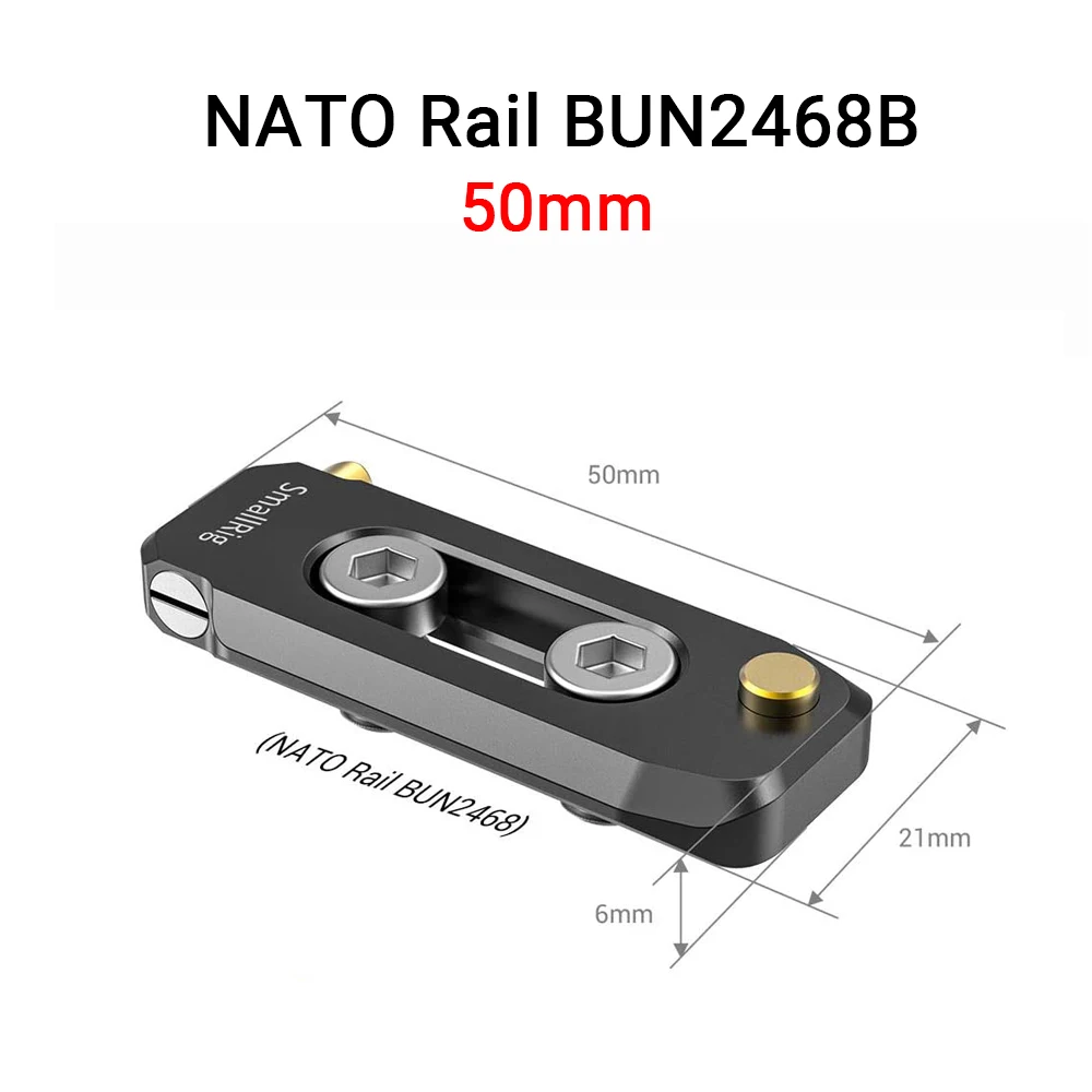 SmallRig Mini-NATO-Schienenkamera, Anti-Off-Schnellverschluss, NATO-Schienenstärke 6 mm, Länge 48 mm, für NATO-Griff-Kamerakäfig (48 mm) 2172