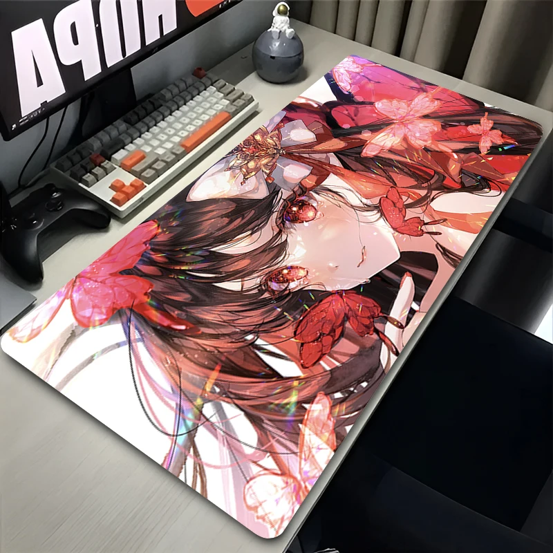 

Игровой коврик для мыши увеличенного размера, коврик для клавиатуры с изображением аниме-девушки, настольный коврик для ПК, аксессуары для интерьера офиса, коврик для компьютера