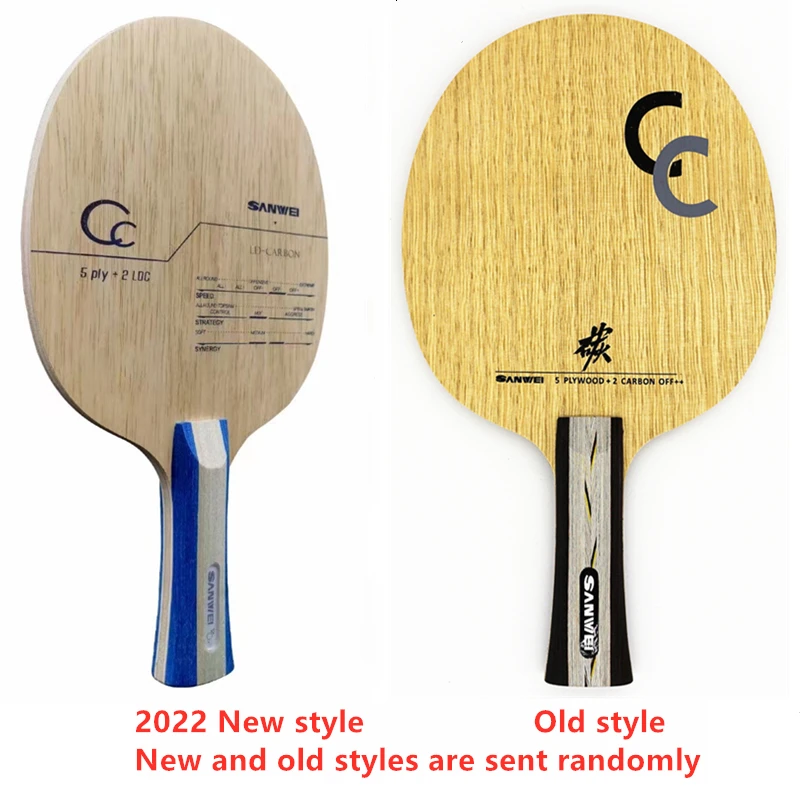 SANWEI – raquette de Ping-Pong CC 502E, 5 plis en bois + 2 carbone désactivé + entraînement, authentique