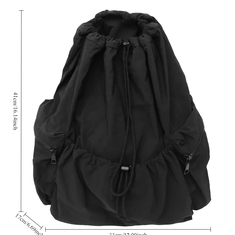 Rugzak met trekkoord en meerdere zakken, ontworpen voor zowel mannen als vrouwen, lichtgewicht als opvouwbaar, perfect om te winkelen