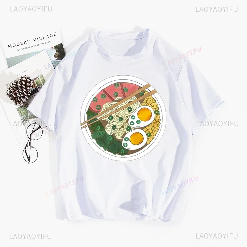 Japan Ramen Cat Anime Aesthetic Vintage Harajuku Tshirt Hip Hop Girl Print Tops Summer Cotton Casual T Shirt Men Fashion T-Shirt