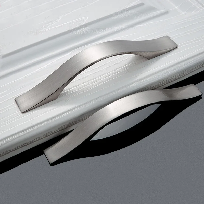 Simple Modern Style Furniture Handle Cabinet Handles Drawer Knobs Aluminum Alloy Wardrobe Door Handles Brushed Pulls