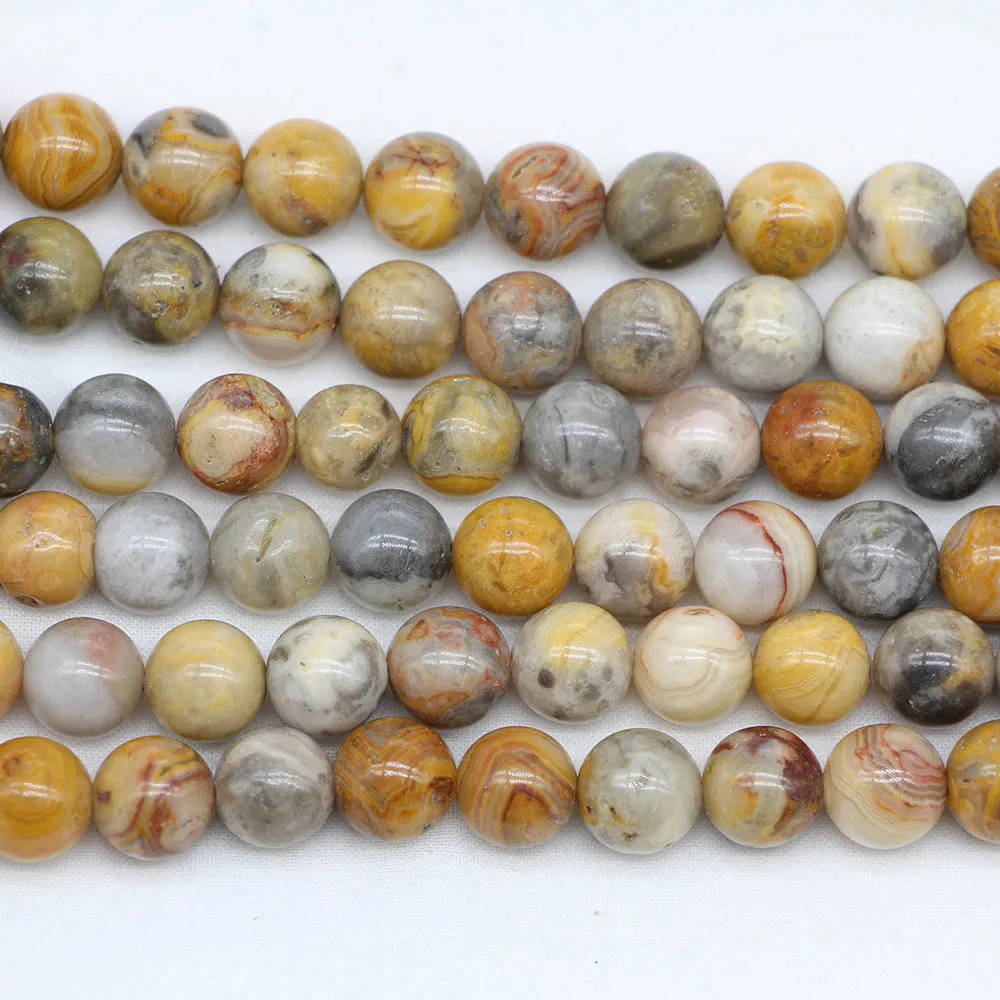 62Pcs Crazy Agate Bamboo Leaf Agate Maifan Stone Round Beads Natural Stone Wholesale Fashion Semi Finished Jewelry DIY Bracelet