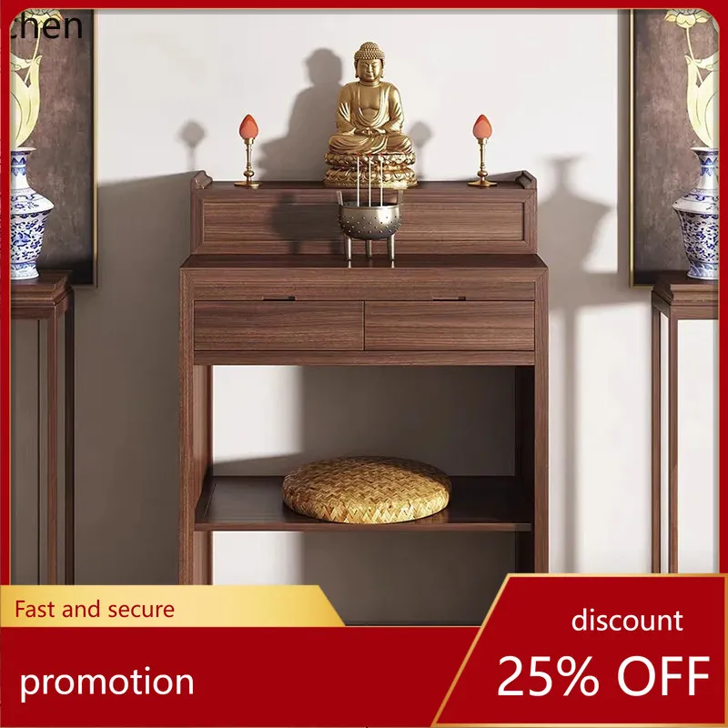 Cz buddha niche black walnut  altar god of wealth bodhisattva cabinet solid wood buddha