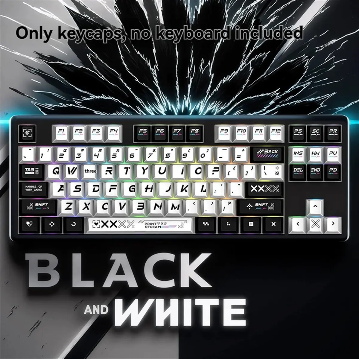 *HOPE 135-Key Keycaps Set PBT Dye Sublimation Black and White Keycaps for Mechanical Keyboards Replacement Keycap