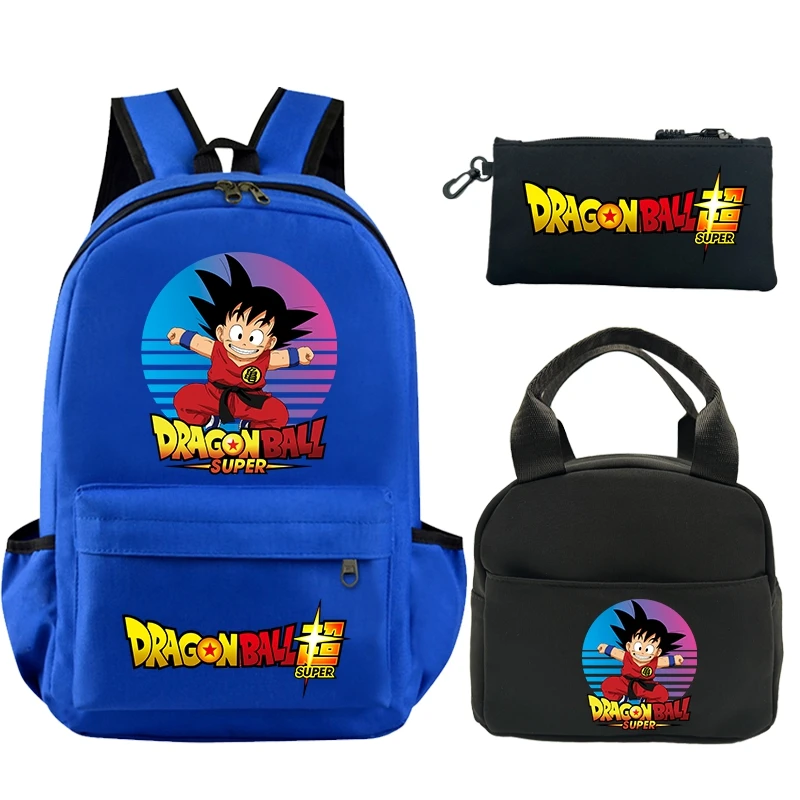 3Pcs/set Dragon Ball Backpack for Kids Boy Girl Student Teenage Bookbag with Insulated Lunch Bag Pencil Case Women men Rucksack