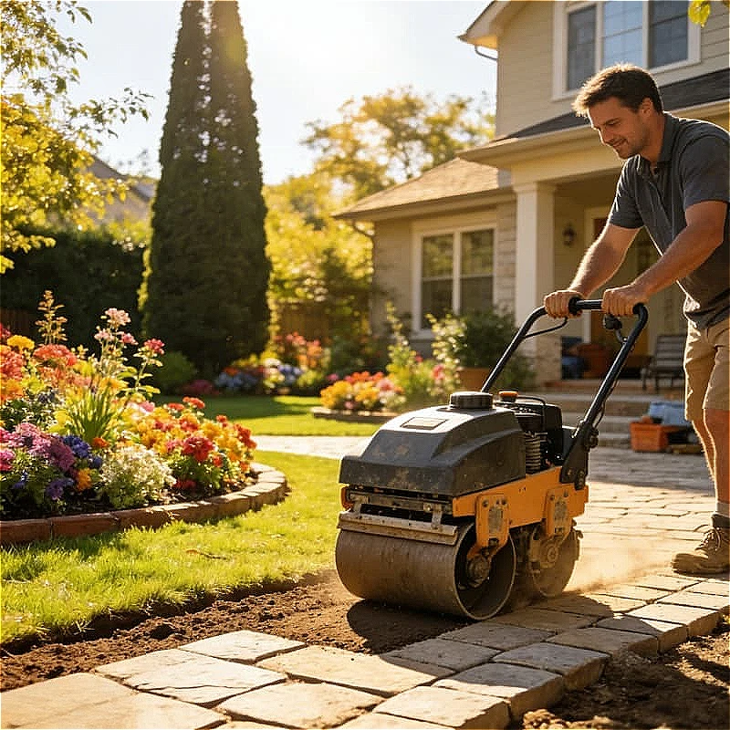 Small Road Roller Walk Behind Vibratory Plate Compactor For Garden Landscape Sidewalk Repair Pipeline Trench Backfill Customized