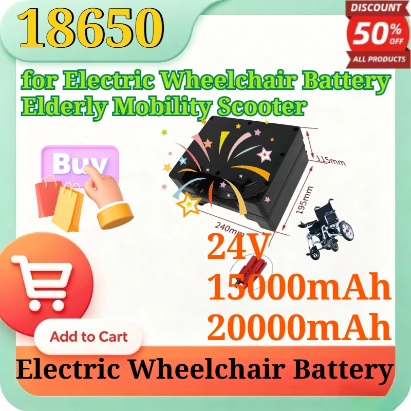 18650 24V 15000mAh/20000mAh Lithium Battery Pack with Anderson Plug for Electric Wheelchair Battery Elderly Mobility Scooter