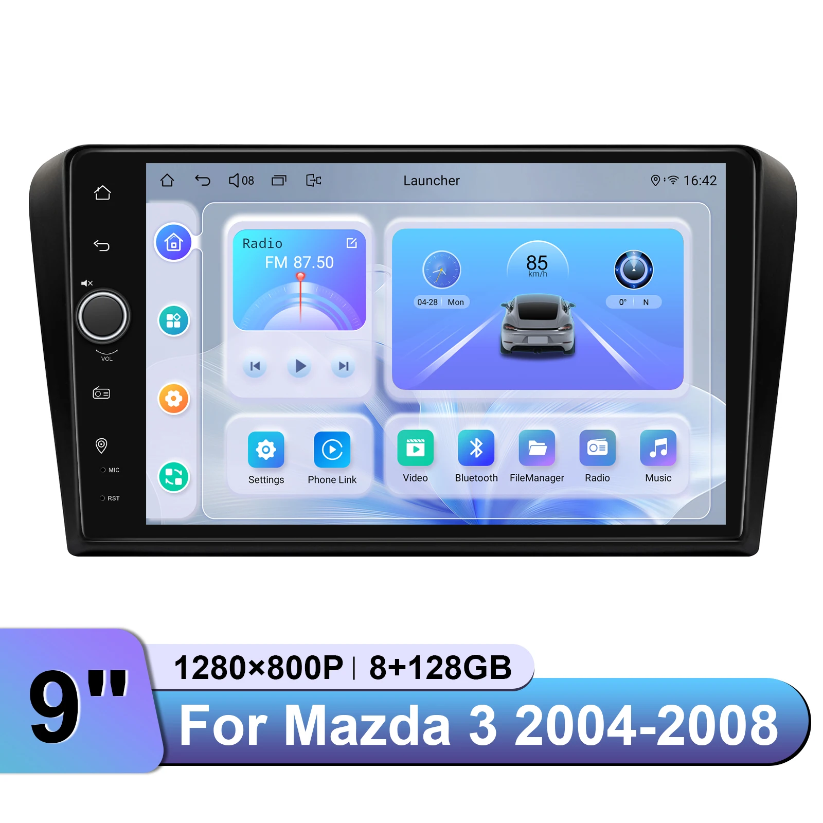 Car Stereo Head Unit for Mazda 3 2004-2008 Support CarPlay/Android Auto With HDMI Output for Headrest Monitors Split Screen&PIP