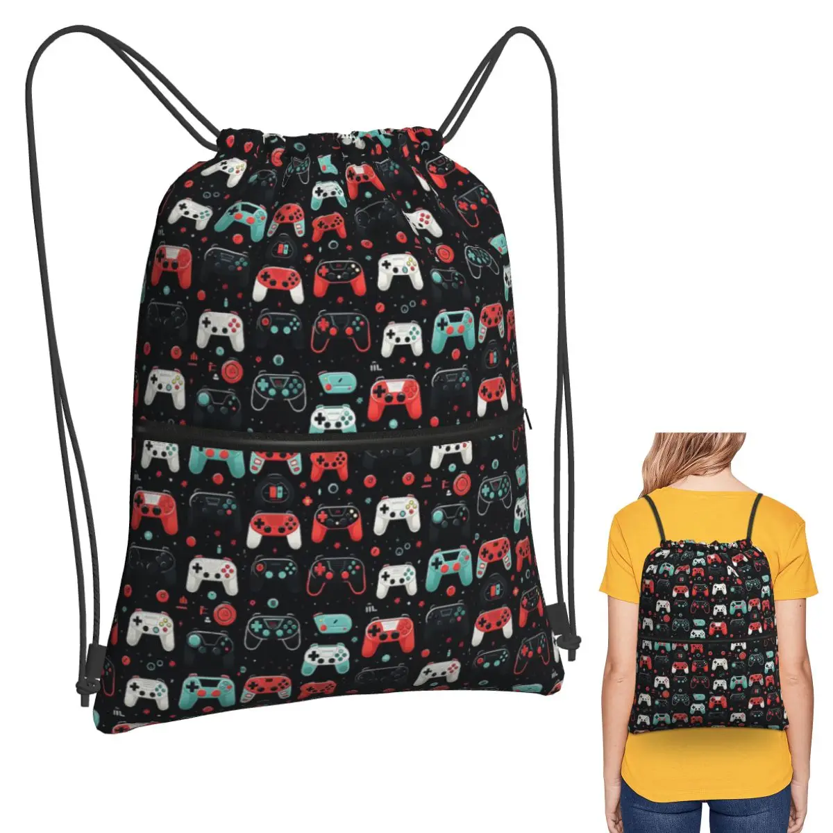 

Игровой узор-рюкзаки с игровыми контроллерами, повседневные портативные сумки на шнурке, спортивная сумка, сумки для книг для мужчин и женщин, студентов