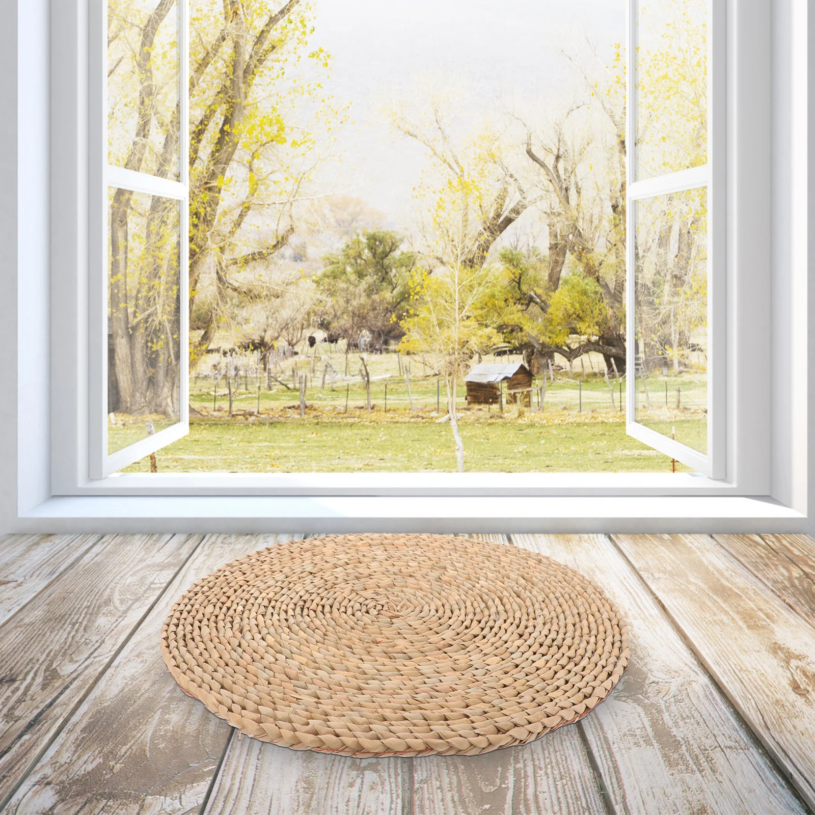 

Natural Cattail Seat 40x40cm Yoga Woven Seat Cushion Meditation Pad Floor Cushion Home Office Bedroom Use