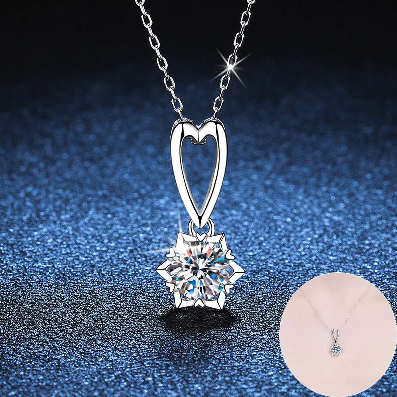 

Apaison 1 ct Real Moissanite Pendant Necklace For Women 925 Sterling Silver Adjustable 40+5cm Necklace Ladies Gift Wholesale