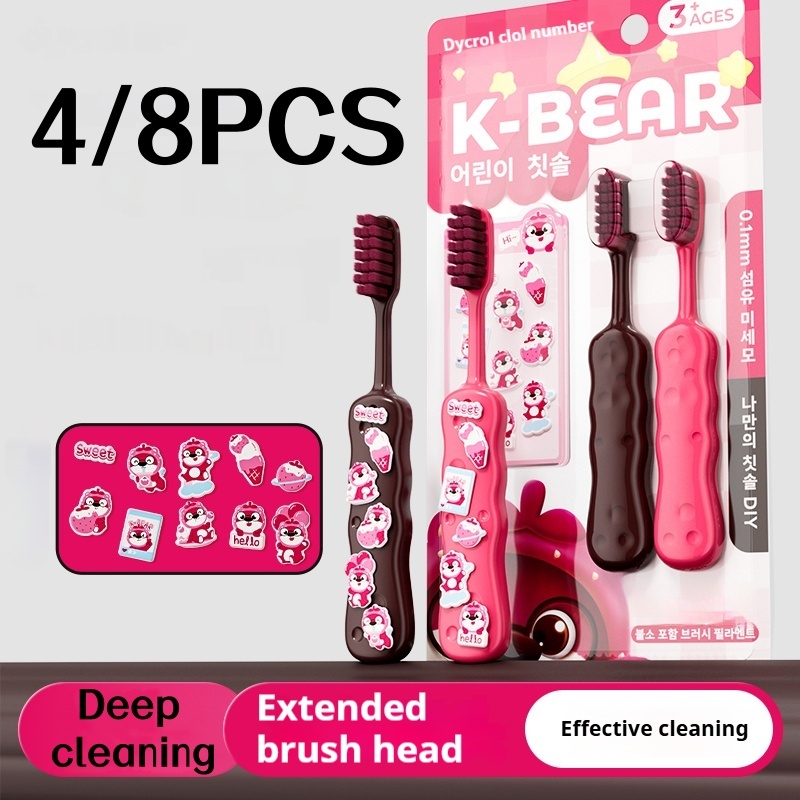  4/8Pcs Essential Household Children's Toothbrushes for Deep Cleaning, Convenient for Outdoor Travel, Strong Cleaning Power, Non-Irritating to Gums, Great Holiday Gifts, Christmas Gifts 
