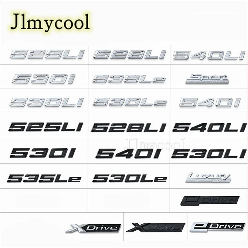 Sharp Font Letters Numbers Emblem for BMW 330e 350e 520i 525i 528i 530i 528Le 530Le Electric Car Styling Trunk Nameplate Sticker