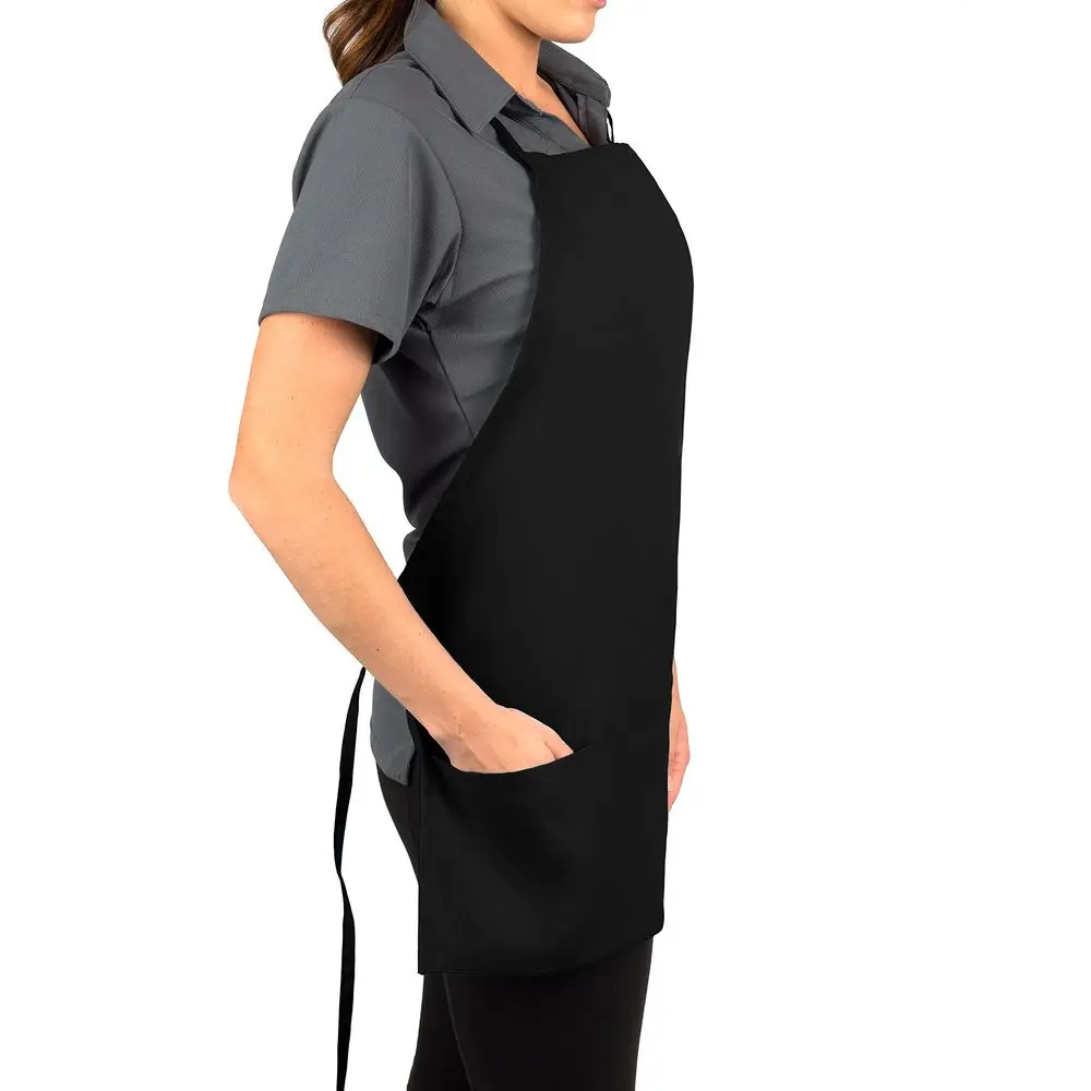

3 Pocket Adjustable Bib Apron, 27 inch, Black, pack of 60