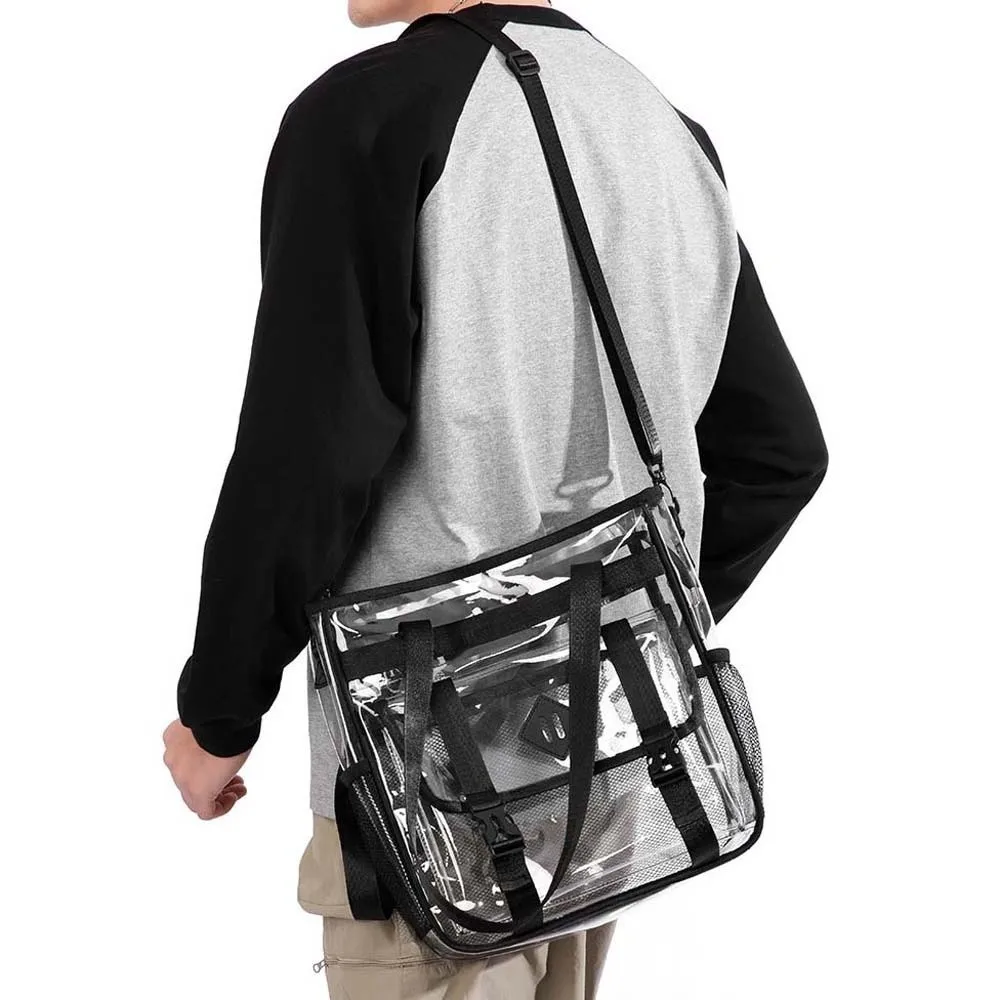 Candy Color Transparent Beach Handbag Large Capacity Multi-pockets Crossbody Jelly Bag Swimming Tote PU Leather
