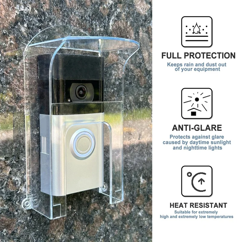 Cubierta de lluvia de plástico transparente para timbre, Protector impermeable, adecuado para modelos de anillos, timbres de vídeo