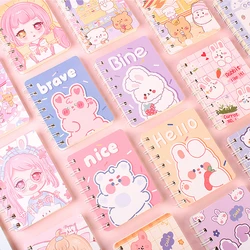 1pc criativo dos desenhos animados bobina livro estudante material escolar bolso caderno sketchbook portátil mini bloco de notas kawaii papelaria