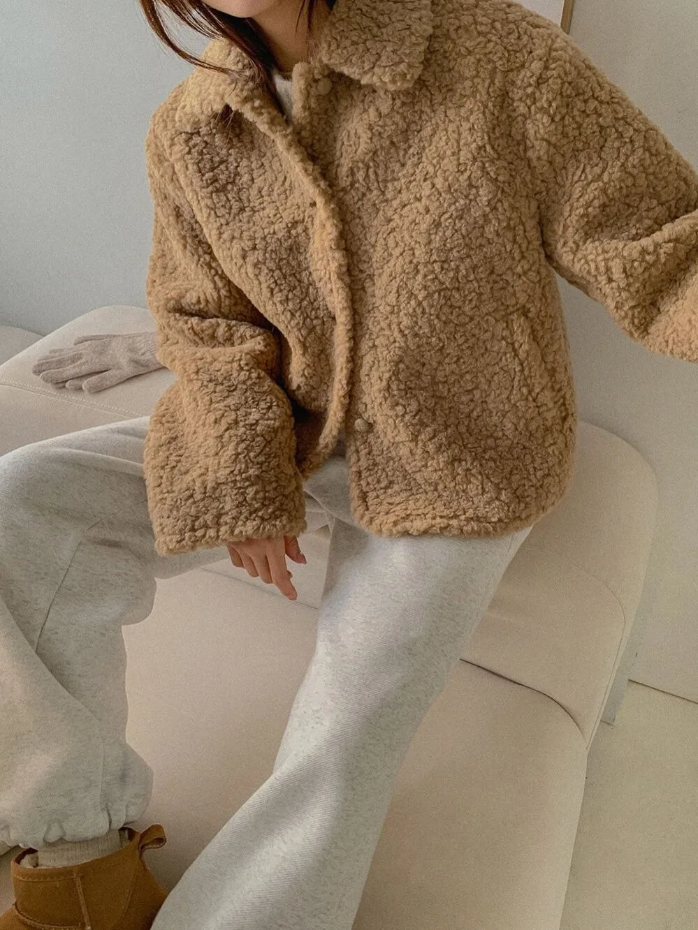 Chic Winter Faion Anti-Aging Single Button Lapel Loose Versatile Leather Fur ort Coat Women's Commute Sle Online Exclusive