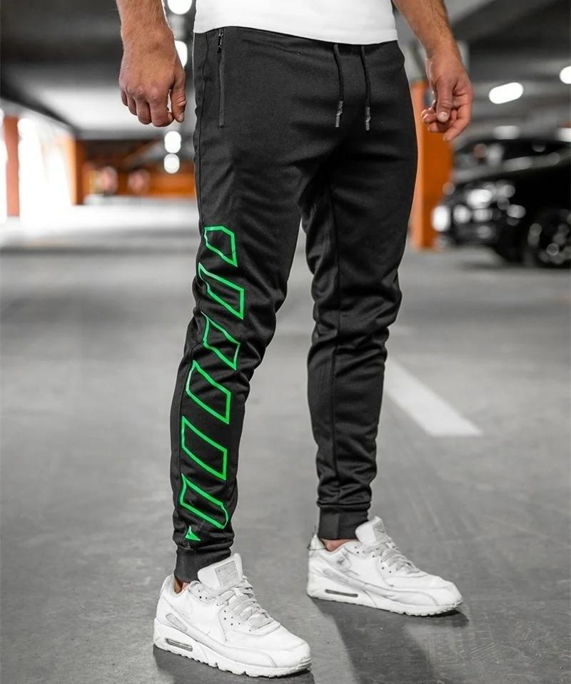 Spring Autumn Zipper pocket Men pants Comfortable quick-dry sweatpants Trendy printing trousers Men Slim Fit casual Sports Pants