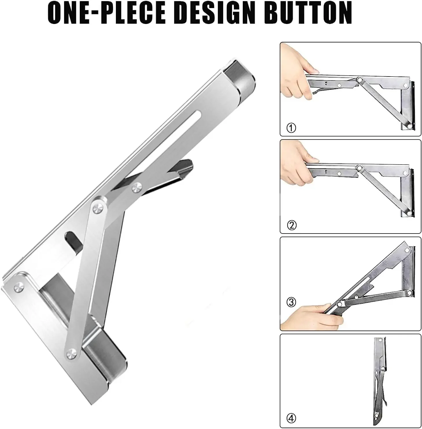 1pc Folding Shelf Brackets Heavy Duty Stainless Steel DIY Wall Mounted Collapsible Furniture Space Saving for Garage Workstation