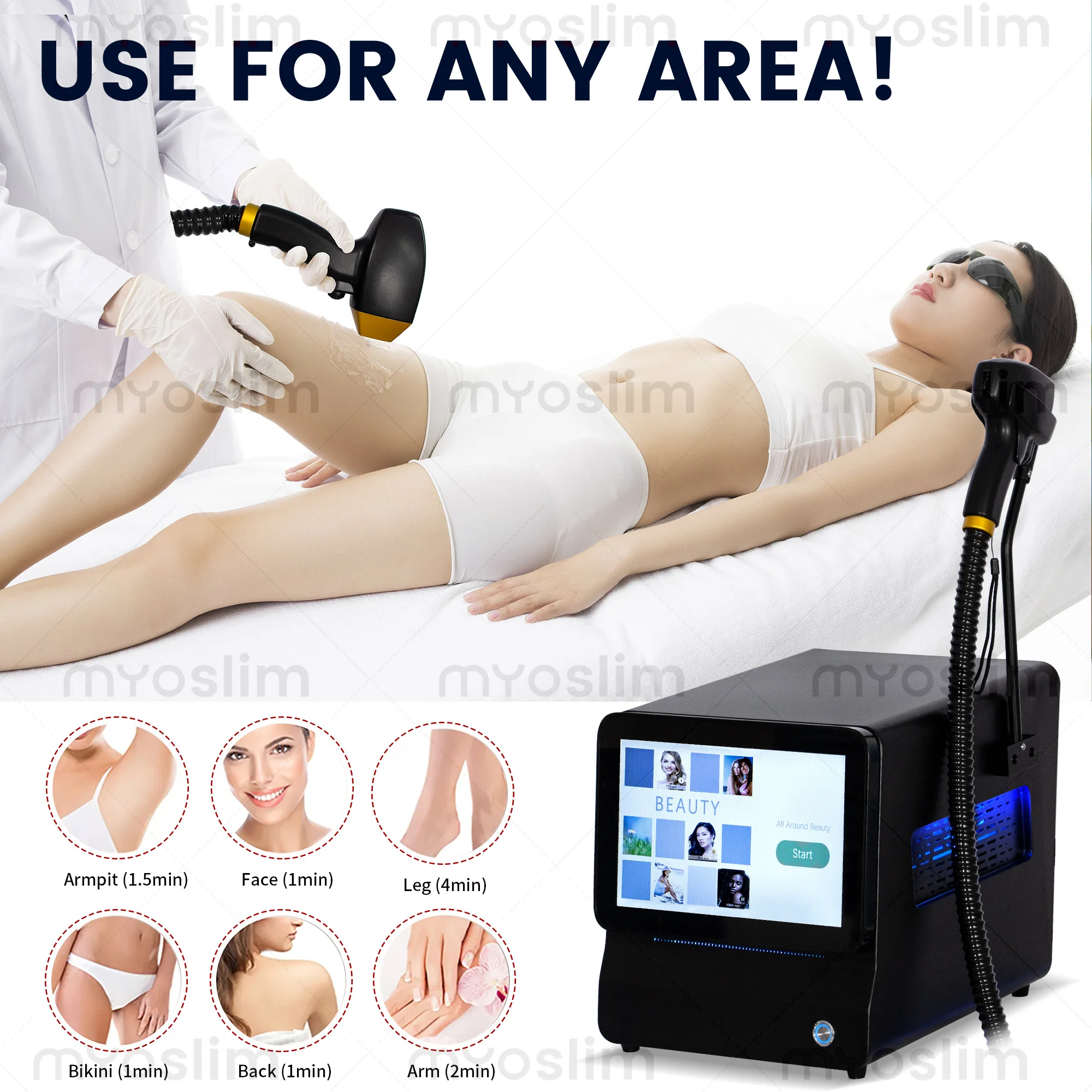 

Portable High Power Ice Cooling Triple Laser 755 808 1064 Device Diode Laser 3 Wavelength Painless 808nm Hair Removal Machine