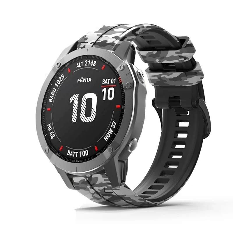 Garmin Fenix、Pickfitリストバンド、迷彩プリント、スマートウォッチ、7、7x、5、5、xplus、fenix 6、6x pro、3時間、935、945、26mm、用シリコンストラップ22mm